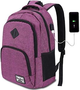 Laptop Backpack for Women,School Backpack for Teen Girls College Backpack with USB Charging Port,Purple
