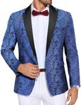 COOFANDY Men's Floral Tuxedo Bid and Tall One Button Blazer for Dinner Wedding Prom