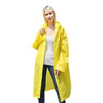 Raincoat For Adults, Waterproof Large Rain Poncho, Resuable Rain Coat Jacket, Drawstring Rain Cape Rainwear With Button, EVA Ponchos For Women Men Hiking Cycling Camping (Yellow)