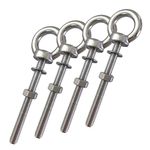 HYXXYY Stainless Steel Eye Bolt, 4pack M8 Shoulder Eye Bolts 5/16" X 3.15"with Nuts and Washer Thread Lifting Ring Eyebolt