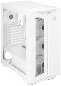 MSI Premium Mid-Tower PC Gaming Case – Tempered Glass Side Panel – RGB 120mm Fan – Liquid Cooling Support up to 420mm Radiator x 1 – Cable Management System – MPG GUNGNIR 110R White