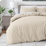 Bare Home Duvet Cover Set Queen Size - Premium 1800 Super Soft Duvet Covers Collection - Lightweight, Duvet Cover - Soft Textured Bedding Duvet Cover (Queen, Sand)