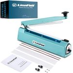 LinsnField Sealer Pro, Patented 8inch Impulse Heat Bag Sealer, 2mm Sealing Width Poly Bag Seal Machine, 2 Replacement Kits 2 Fuses Included, Blue