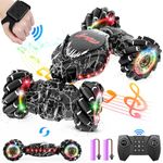 Remote Control Car,2.4GHz LED Gesture Sensing RC Stunt Car,4WD Double Sided Rotation RC Car with Lights and Music,All Terrain Rotation Drift Car Birthday Gifts for Boys Girls (Black)