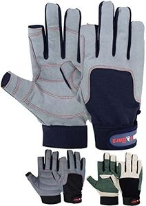 MRX BOXING & FITNESS Mens Sailing Gloves Deckhand Gripy Glove Cut Finger Multi Colors (Blue/Grey, 2XLarge)