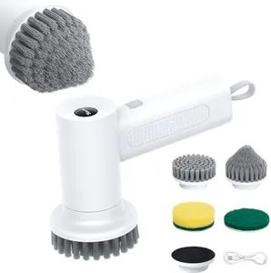 StarVal Electric Spin Scrubber, 2000 mAh Cordless Power Scrubber with 4 Replaceable Heads, 2 Speeds Portable Handheld Spin Scrubber for Cleaning Sink/Stove/Corner/Tile/Grout/Bowl (White)