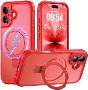 MOCCA Design for iPhone 17 Case, Compatible with Magsafe [Premium Invisible Magnetic Ring Stand] [Military Drop Protection] Full Camera Guard Translucent Matte Slim Phone Cover 6.3",Red