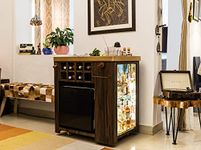 HAUS OF BARS by SpeedX - Model X Home Bar Cabinet Wooden Vinyl & Matt Gold Finish with Built in 30L Thermoelectric Fridge (Easily Movable with Wheels at The Bottom)