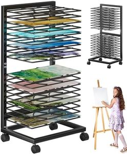 WISIMMALL Art Drying Rack for Classroom,18 Removable Shelves, Painting Drying Rack with Wheels, Functional & Mobile Paint Drying Rack,Stack Rack for Classroom, Art Studios and Schools