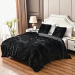 YUSOKI Black King Faux Fur Winter Blanket,2 Layers,90"x104",Without Pillows Big Soft Plush Fuzzy Large Warm Fluffy Blanket for Bed