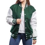 Koverify Cotton blend Varsity jacket/Jacket for women/Winter Jackets/Letterman Jackets/Coat for Women(Small, Green)