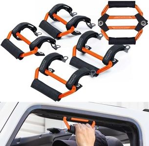 GPCA GP Grip Air Grab Handles Designed for 2024+ Jeep Wrangler JL 4xe w/Airbag Compatible - Aero-Grade Aluminum, Patented Foldable Design, Easy Installation – (4+2 Pack Grabber Orange)