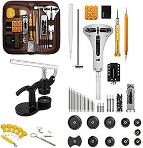 ANTNX 166PCS Professional Watch Repair Tool Kit With Press Set, Spring Bar Tools, Band Link Pin Set, Battery Replacement Kit - Yellow Carrying Case Included