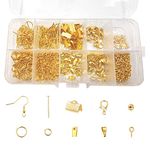 Box of Jewelry Making Supplies Kit Gold Jewelry Findings Starter Kit Earring Making Supplies Use for DIY Jewelry Making and Repair Necklace Bracelet Earrings Beginners Adults Crafters