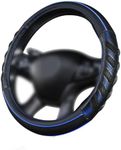 Flying Banner car Steering Wheel Cover Faux Leather Massage Universal fit 3D Honeycomb Hole Anti-Slip Sporty 15 Inches (Blue Black)