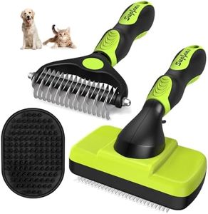 3PCS Dog Grooming Kit - Deshedding Brush, Slicker Brush, Bath Brush and Comb for Pet Supplies (Green Black)