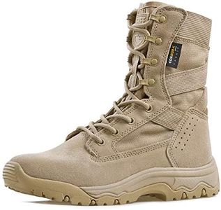 FREE SOLDIER Men's Tactical Boots 8 Inches Lightweight Combat Boots Durable Suede Leather Military Work Boots Desert Boots (Tan, 11)