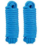 Amarine Made (2-Pack,1/2 Inch,15 FT Double Braid Nylon Dockline Mooring Rope Double Braided Dock Line,Marine Ropes for Boats (Blue)