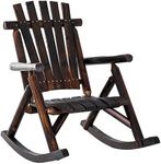 Outsunny Char-Log Single Rocker Garden Rustic Outdoor Patio Adirondack Rocking Chair Yard Furniture Fir Wood