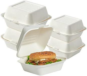 ECOLipak 200 Pack Clamshell Take Out Food Containers, 100% Compostable Disposable To Go Containers，6 * 6 inch To Go Boxes for Salad, Cake,Sandwiches