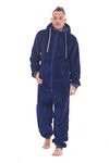 Keanu KM217-N-ML - Mens Snuggle Fleece Onesie - Navy - ML