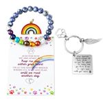 Pet Memorial Gifts, Pet Sympathy Gift, Rainbow Bridge Bracelet for Beloved Dog Cat,8MM Mixed Color Bead 7 Chakra Pet Memorial Bracelet for Women Men Who Loss of Pets, Pet Sympathy Gift