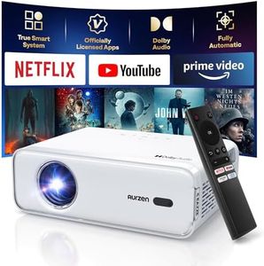 Aurzen Eazze D1 Smart Beamer Heimkino Projektor: Beamer 4K Unterstützt Full HD 1080P Beamer mit NetfIix Officially & DoIby Audio, Autofokus & Trapezkorrektur, Mini WiFi Bluetooth Video Projektor, Weiß