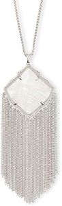 Kendra Scott Kingston Long Pendant Fringe Necklace for Women, Fashion Jewelry, 4.25"L x 1.6"W stationary pendant, 32" chain, Brass Metal Mother Of Pearl