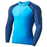 SURFEASY Men's Rash Vest Swim Shirts, Quick Drying Rash Guard Swimming Surfing Rash Tops Shirts T-Shirt Long Sleeve(Royal Blue/Navy,XL)