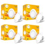 wipro Polycarbonate Alpha 7W Round Downlight Junction Box | Cool Day White (6500K) | Glare-Free Design |Recessed Down Light For False Ceiling | Cutout ? 3 Inch | Pack Of 4