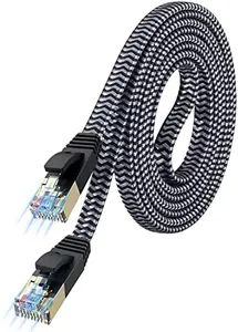 MORELECS Cat 7 Ethernet Cable – 10Gbps High-Speed, Premium Braided Flat Design for Gaming, Streaming, Home and Office – 6.6ft