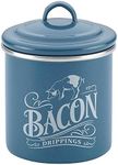 Ayesha Curry Enamel on Steel Bacon Grease Can/Bacon Grease Container - 4 Inch, Blue