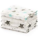 Muslin Baby Swaddle Blankets for Boys and Girls - by CuddleBug - Size Large 4 x 4 Feet – Muslin Cotton 4 Pack (Starry Nights)