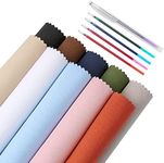 Caydo 10 Pieces Embroidery Fabric, Including 10 Colors Embroidery Cotton Fabric, 5 Colors Water-Soluble Pens, 7.9 by 7.9 Inch