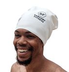 Sargoby Fitness Swim Cap Long Hair Afro Swim Cap Dreadlock Swim Cap Braids Swim Cap Swim Cap for Braids Adult Swimming Cap for Dreadlocks Use for Long Hair Dreadlocks Braids Locs (White, XL)