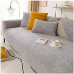 Super Soft Sofa Slipcover Corner 1/2/3/4 Seater Cover, Universal Non Slip L Shape Couch Cushion Cover Warm Sherpa Fabric Furniture Protector Sofa Cover for Living Room (Light Grey, 90*160cm)