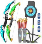 EagleStone 2 Pack Kids Bow and Arrow with LED Light,Archery Set with Standing Target for Kids, Bow and Arrow Toys for Kids 4-6 6-8 8-12,Outdoor Games Toys for Kids Boys Girls