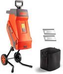 PROYAMA 15 - Amp Electric Wood Chipper, Corded Shredder with Collection Bag and Push Stick, Double Sided Blade System, Auto Shut - Off, 1.7 Inch Cutting Capacity for Leaves, Grass, Clippings