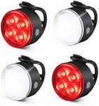 4Pcs Rechargeable LED Bicycle Light Set, Bright Front Headlight and Rear LED Bicycle Light, IPX6 Waterproof 4 Lighting Modes, Ideal for Cycling, Hiking, Camping