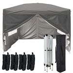 Greenbay 2x2M Pop-up Gazebo Outdoor Garden Party Tent Folding Gazebo with 4 x Sidewalls | 4 x Leg Weight Bags | Carrying Bag | Anthracite