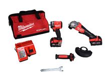 Milwaukee 2991-22 M18 FUEL Brushless Lithium-Ion 4-1/2 in. / 5 in. Grinder and 3/8 in. Impact Wrench Combo Kit w/ 2 Batteries (5 Ah)