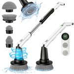 kHelfer Electric Spin Scrubber Kh8,Cordless Shower Scrubber, 4 Replacement Head, 1.5H Bathroom Scrubber Dual Speed, Shower Cleaning Brush with Extension Arm for Bathtub Tile Floor