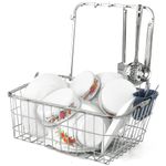 LiMETRO STEEL Stainless Steel Dish Drainer | After Wash Utensils Basket (Dish Rack with Hanger & 1 Spoon Holders)