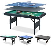 5.5 Ft 3 in 1 Multi Game Table with Accessory Package,Mini Bumper Pool Table,Mini Ping Pong Table Foldable,Folding Pool Table Dining Table,Combo Game Table for Family Games Room