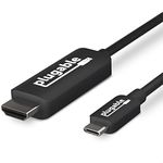 Plugable USB C to HDMI Cable 6ft - Connect USB-C, Thunderbolt 3, Thunderbolt 4 or USB4 Laptops to HDMI Displays up to 4K@60Hz - Compatible with Mac and Windows, HDMI 2.0, 1.8m - Driverless