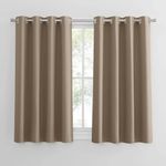 PONY DANCE Thermal Curtains for Window - Eyelet Blackout Curtains Mocha Room Darkening Noise Reduction for Kitchen Cabinets Bathroom, 46 x 45 Inch Drop, 2 Panels