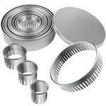 Mini Round Fluted Cookie Cutter Set 12Pcs Pastry Cutters Stainless Steel Circle Biscuit Cutters Ring Scone Cutter for Pastry Donut Fondant Mousse Baking DIY Cake