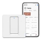 CNBINGO Smart Push Light Switch, Work with Alexa, Smart Life APP, Multi-Control, WiFi Switch with LED Indicator, No Neutral Wire Required, Single White Wall Switches, 1 Gang, 400 W/Gang