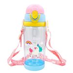 PLUSPOINT Space Astronaut Water Bottle for Kids Cute Cartoon Leak-Proof 1200ml Sipper Bottle with Straw, Flip Cover, BPA-Free, School water bottle for boys girls (Uni-Blue)