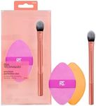 Real Techniques Precision Perfection Duo, Viral Kitten Paw Concealer Brush & Dual-Sided Powder Puff For Powder & Foundation, Travel Friendly Makeup Brush Set, Cruelty-Free, 2 Piece Set